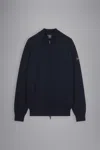 PAUL & SHARK MERINO WOOL FULL ZIP SWEATER WITH ICONIC BADGE