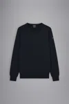 Paul & Shark Maglia Con Scollo A V In Lana Merino Con Badge Iconico In Black