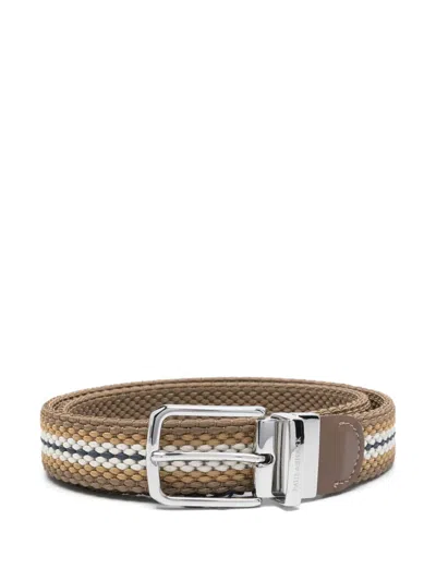Paul & Shark Micro-weave Belt In Brown