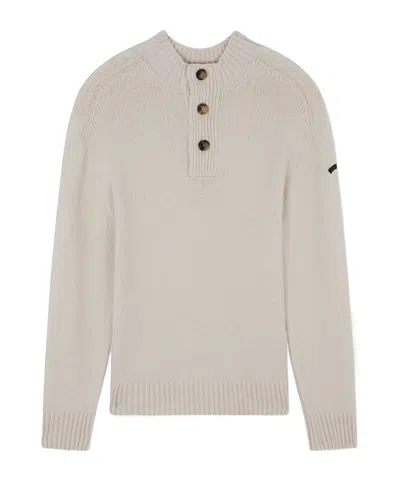 Paul & Shark Mock-neck Chenille Jumper In Cream
