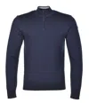 Paul & Shark Moon Logo Knitted Wool Half Zip Navy In Navy