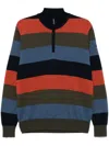 Paul & Shark Striped Half Zip Wool Sweater In Multicolor