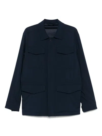 PAUL & SHARK NAVY BLUE JACKET WITH CONCEALED FASTENING AND FLAP POCKETS