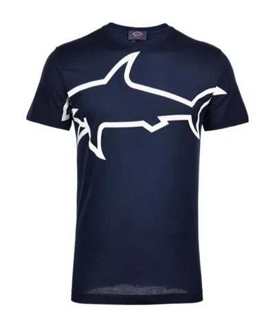 Paul & Shark Navy Blue Round Collar Logo T-shirt In Black