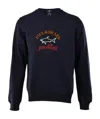 Paul & Shark Navy Blue Round Collar Long Sleeve Sweater In Black