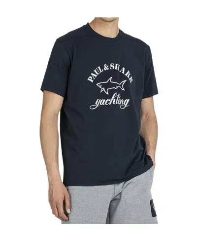 Paul & Shark Navy Blue Round Collar Short-sleeved T-shirt In Black