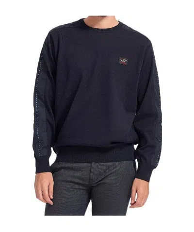 Paul & Shark Navy Blue Round-neck Logo Pullover In Black