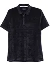 Paul & Shark Collared Velvet Short Sleeve Polo In Navy Blue