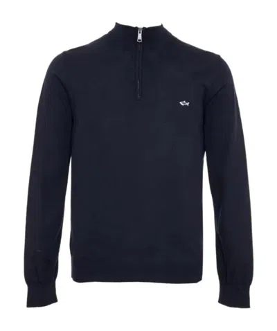 Paul & Shark Navy Blue Zipper Detail Pullover In Black