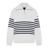 Paul & Shark Maglia Mezza Zip A Collo Alto Oversize Con Motivo A Righe In Bianco - Blu