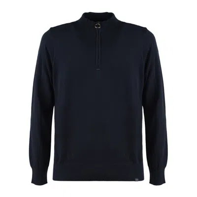 PAUL & SHARK PAUL & SHARK BLUE COTTON HALF ZIPPER SWEATER