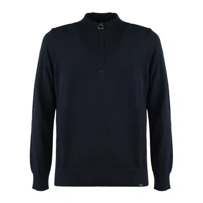 PAUL & SHARK PAUL & SHARK BLUE COTTON HALF ZIPPER SWEATER