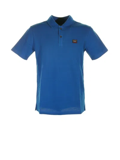 Paul & Shark Blue Short-sleeved Polo Shirt With Logo
