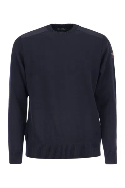 Paul & Shark Bretagne Wool Crew Neck With Iconic Badge In Navy
