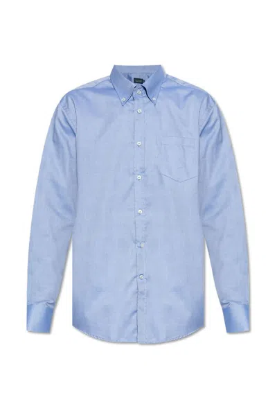 Paul & Shark Long-sleeve Linen Shirt In Blue