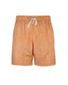 Paul & Shark Swim Shorts With Linen-effect Print In Orange