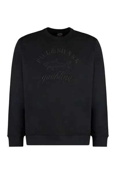 Paul & Shark Men's Cotton Crew-neck Sweatshirt In Black