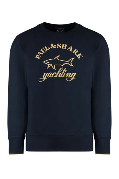 Paul & Shark Cotton Crew-neck Sweatshirt In Blue