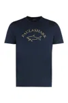 Paul & Shark Ribbed Crew-neck Cotton T-shirt In Blue