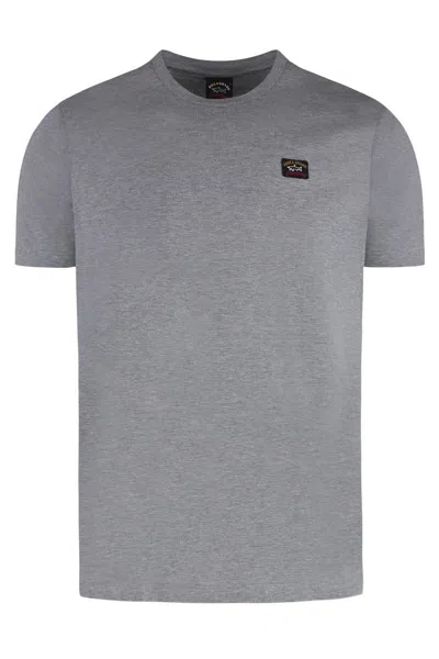 Paul & Shark Cotton Crew-neck T-shirt In Grey