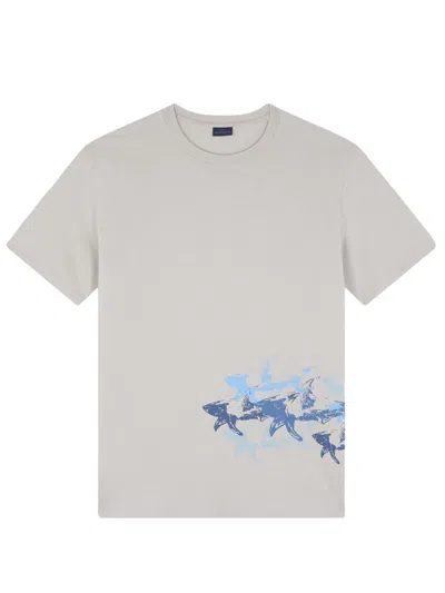 PAUL & SHARK PAUL & SHARK COTTON JERSEY T-SHIRT WITH DISTRESSED SHARKS PRINT CLOTHING