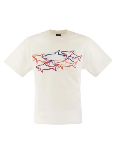 PAUL & SHARK PAUL & SHARK COTTON T SHIRT WITH SHARK PRINT