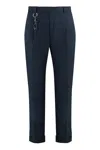 Paul & Shark Cuffed Hem Cotton Trousers With Key Ring In Blue