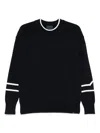 Paul & Shark Crew Neck Sweater Contrast Stripe Detail In Black