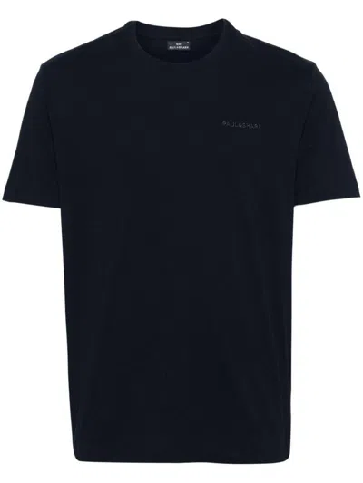 Paul & Shark Tone-on-tone Embroidery Cotton Jersey T-shirt Clothing In Black