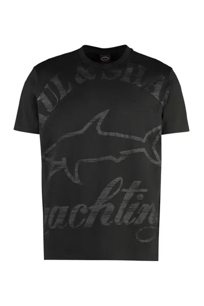 Paul & Shark Logo Cotton T-shirt In Black