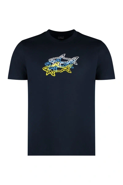 Paul & Shark Logo Cotton T-shirt In Blue