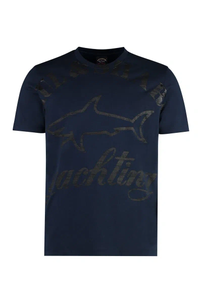 Paul & Shark Logo Cotton T-shirt In Blue