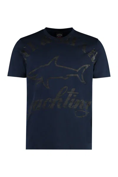 Paul & Shark Logo Cotton T-shirt In Blue