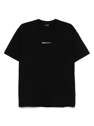 Paul & Shark Logo Print Cotton T-shirt Clothing In Black