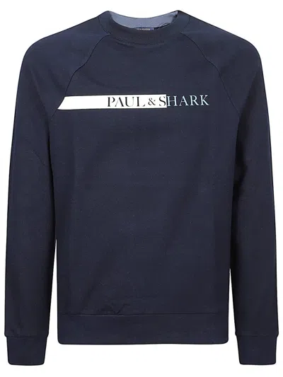 Paul & Shark Logo Printed Crewneck Sweatshirt In Blue
