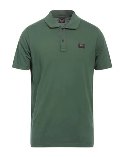 Paul & Shark Man Polo Shirt Military Green Size Xxl Cotton