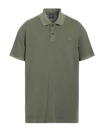 Paul & Shark Man Polo Shirt Military Green Size Xl Cotton