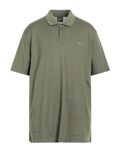 Paul & Shark Man Polo Shirt Military Green Size Xxl Cotton