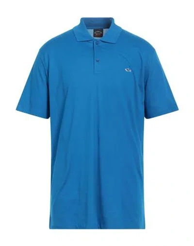 Paul & Shark Man Polo Shirt Pastel Blue Size Xl Cotton