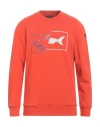 Paul & Shark Man Sweatshirt Orange Size 3xl Cotton