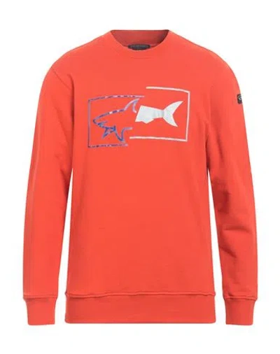 Paul & Shark Man Sweatshirt Orange Size Xxl Cotton