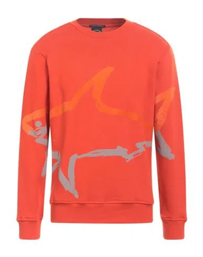 Paul & Shark Man Sweatshirt Orange Size Xxl Cotton