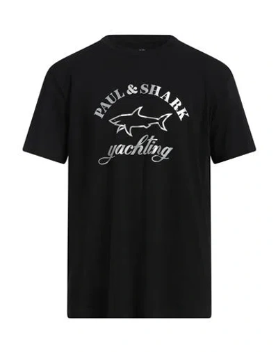 Paul & Shark Man T-shirt Black Size L Cotton, Elastane