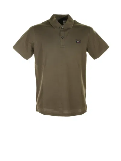 Paul & Shark Military Green Short-sleeved Polo Shirt With Logo