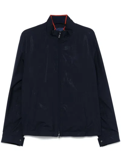 Paul & Shark Navy Blue Jacket With Two-way Zip In Black