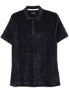 Paul & Shark Collared Velvet Short Sleeve Polo In Black