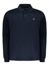 Paul & Shark Ribbed Collar Long Sleeve Polo Shirt In Blue