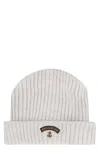 Paul & Shark Ribbed Wool Beanie In Grey