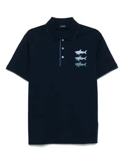 PAUL & SHARK PAUL & SHARK SHARK PRINT COTTON POLO SHIRT CLOTHING