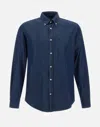 Paul & Shark Giza Cotton Shirt With Double Use Cuffs In Blue